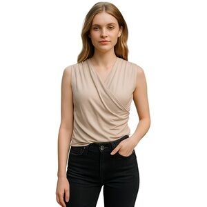 Abercrombie & Fitch A&F Modal-Blend Collection Faux Wrap Tan Top Size Small